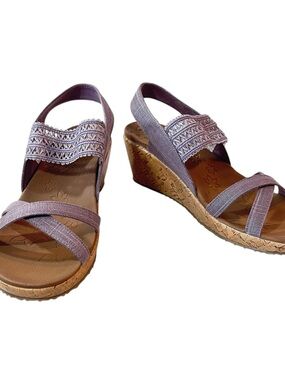 Skechers Beverley Spring Daisy Wedge Sandals Womens Size 9 New Heel Height 2.5”